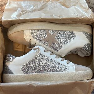 Mimi Silver Glitter Star Sneakers